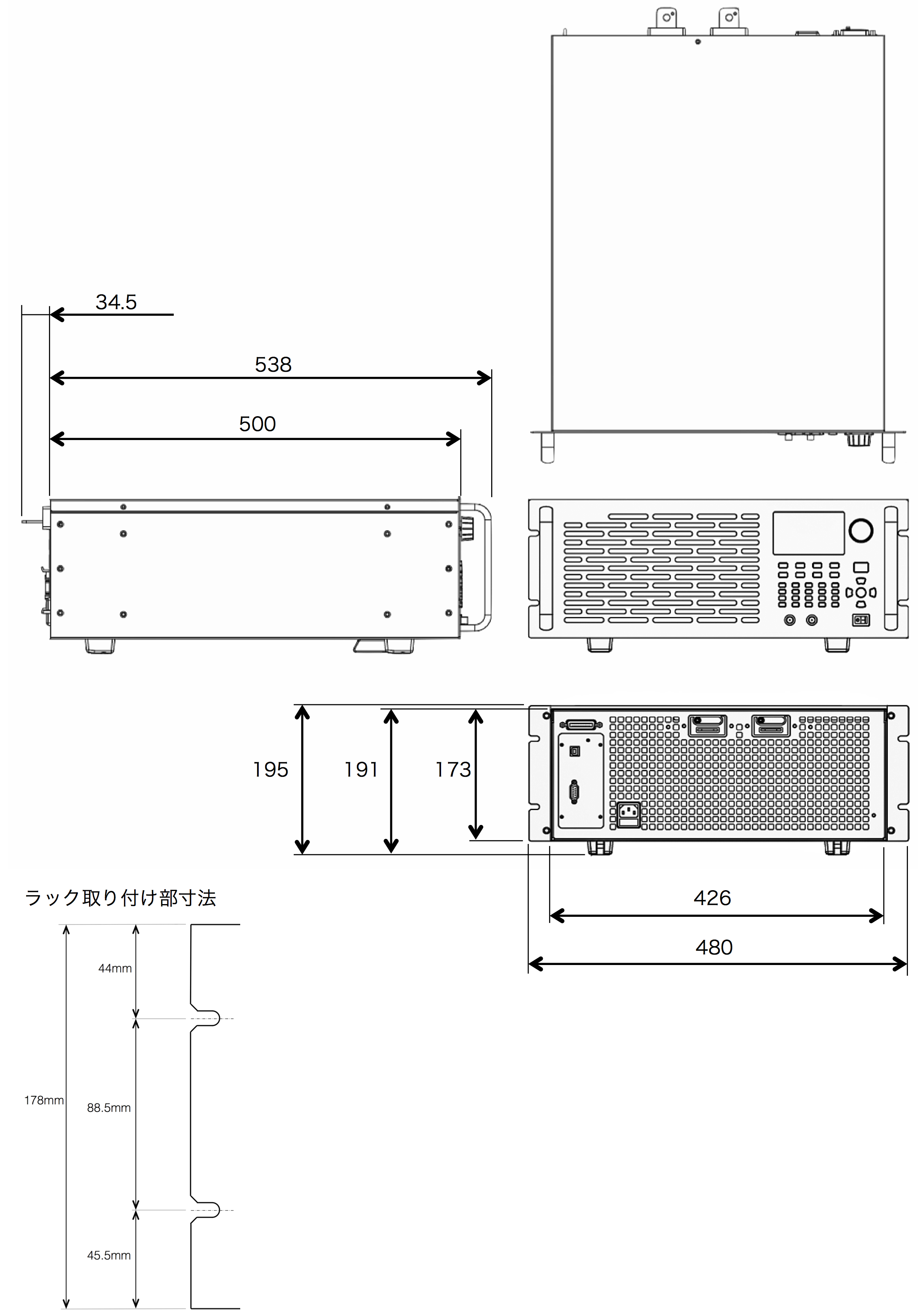 アレイ 375XAシリーズ 外形寸法