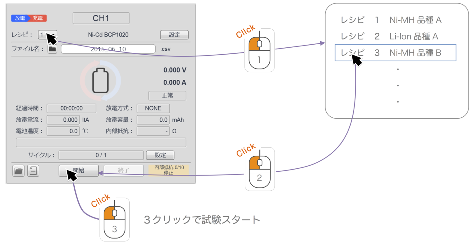 電池スタンド レシピ機能